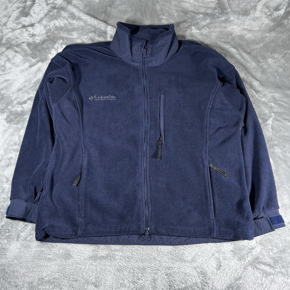 Columbia Jacket Women Medium Blue Titanium Fleece Windbreaker Full Zip Y2K Retro
